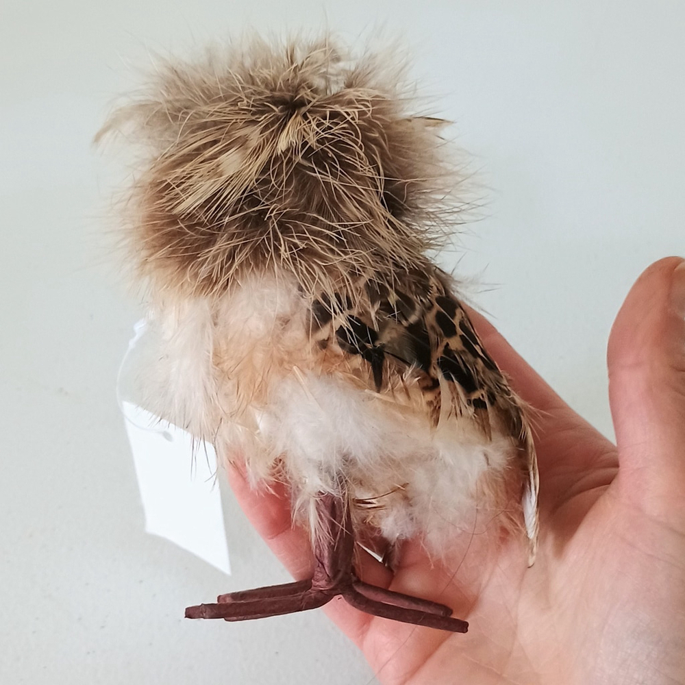 Pair Of Life Like Detailed Feathered Furry Owl Figurines Rustic Fall Decor - Picture 7 of 11